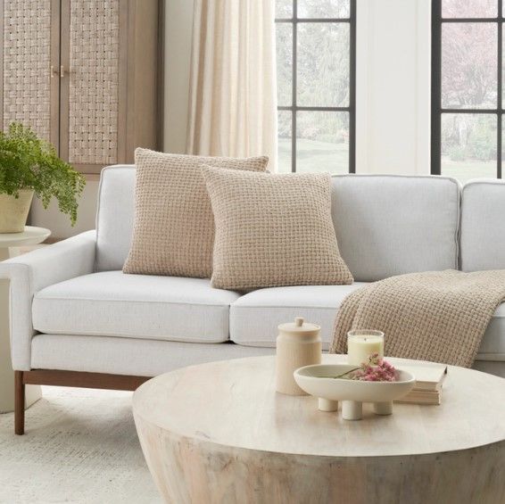 Nourison Home™ Lifestyle 2-Piece Beige 18" Throw Pillow Set-1