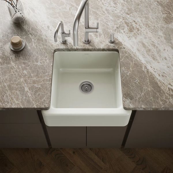 KOHLER® Whitehaven® Dune 24" Undermount Single-Bowl Farmhouse Kitchen Sink-1