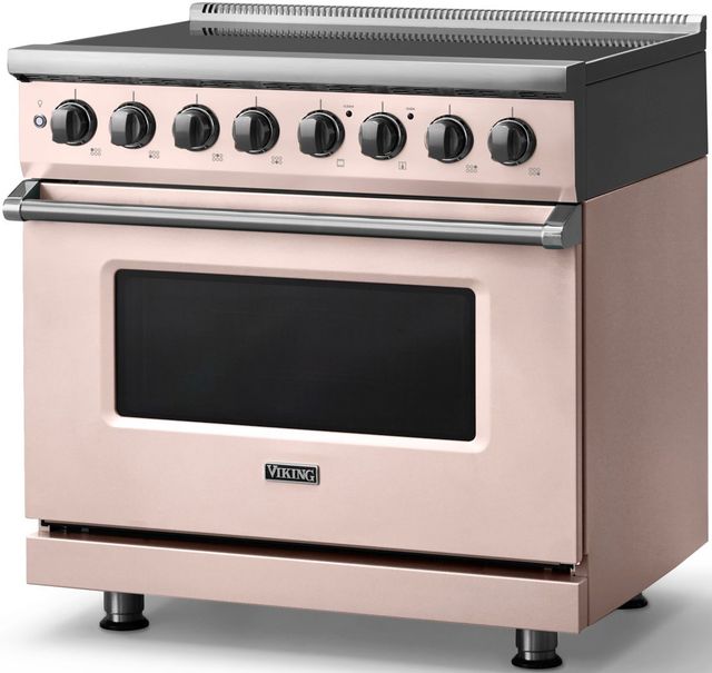 Viking® 5 Series 36" Blush Pro Style Induction Range with Polished Chrome Trim-2