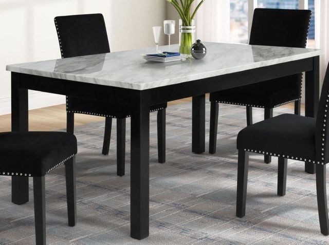 New Classic® Home Furnishings Celeste Marble Top Dining Table with Black Base-1