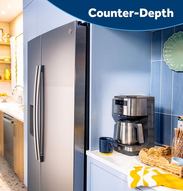 GE French Door Refrigerator in white kitchen GE French Door Refrigerator in white kitchen