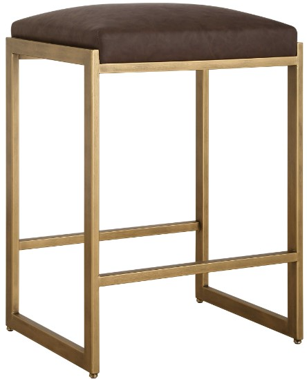 Uttermost Atticus Antique Brushed Brass Counter Stool Fischer Furniture Rapid City SD