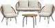 Elements International Grace 4-Piece Beige/Black/Natural Fabric/Wooden Outdoor Seating Set-0