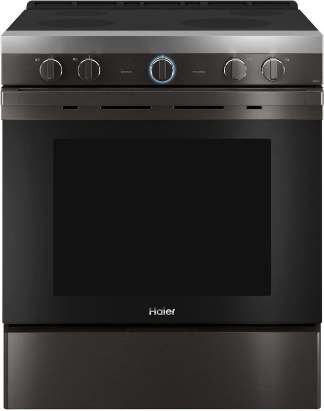 Haier 30" Fingerprint Resistant Black Stainless Slide In Electric Range-0