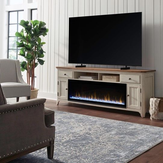 Liberty Furniture Farmhouse Reimagined Brown/White Console with Fireplace-2