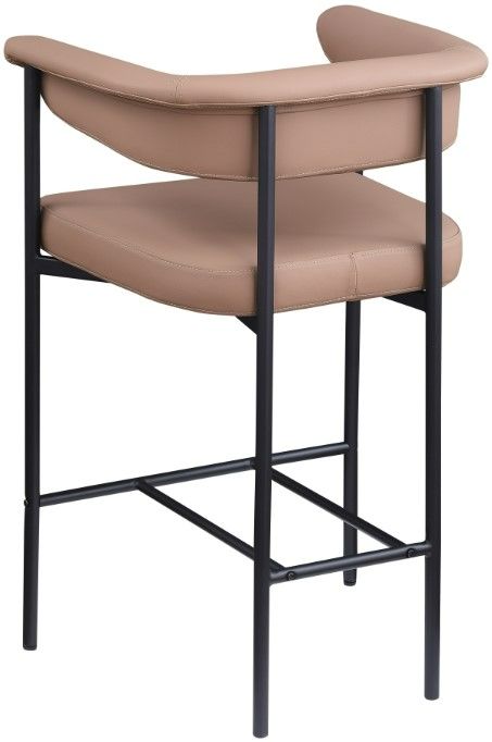Meridian Furniture Malin Tan/Matte Black Vegan Leather Counter Stool-3
