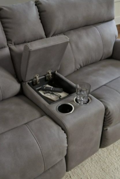Signature Design by Ashley® Next-Gen DuraPella 3-Piece Slate Power Reclining Sectional Loveseat and Console-3