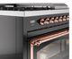 Ilve® Nostalgie II Noblesse 48'' Glossy Black Pro Style Dual Fuel Range with Copper Trim-4