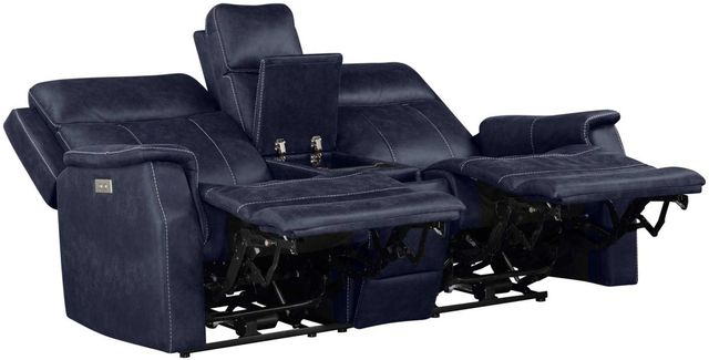 Steve Silver Co. Valencia Ocean Blue Dual-Power Reclining Loveseat with Console-1