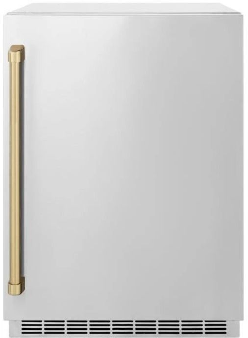 ZLINE Autograph Edition Touchstone 24" 5.2 Cu. Ft. Stainless Steel Freestanding Beverage Center with Champagne Bronze Handle-0