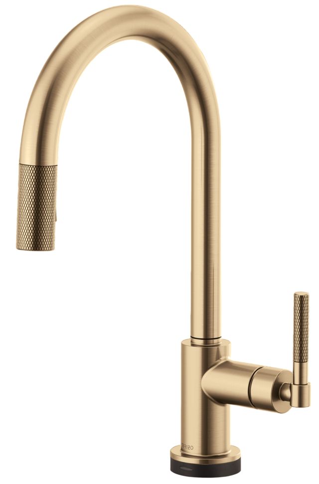 Brizo Litze® Brilliance® Luxe Gold® SmartTouch® Pull-Down Kitchen Faucet with Arc Spout and Knurled Handle-0