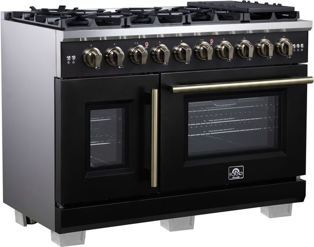 FORNO® Capriasca Series Alta Qualita 48" Black Pro Style Gas Range-1