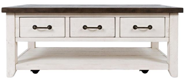 Jofran Inc. Madison County Harris Barnwood Cocktail Table with Vintage White Base-2