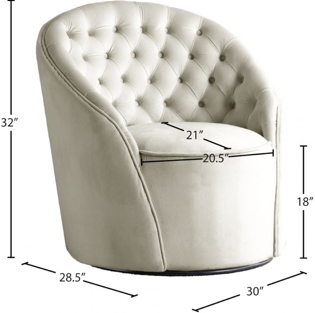 Meridian Furniture Alessio Cream Velvet Swivel Chair-3
