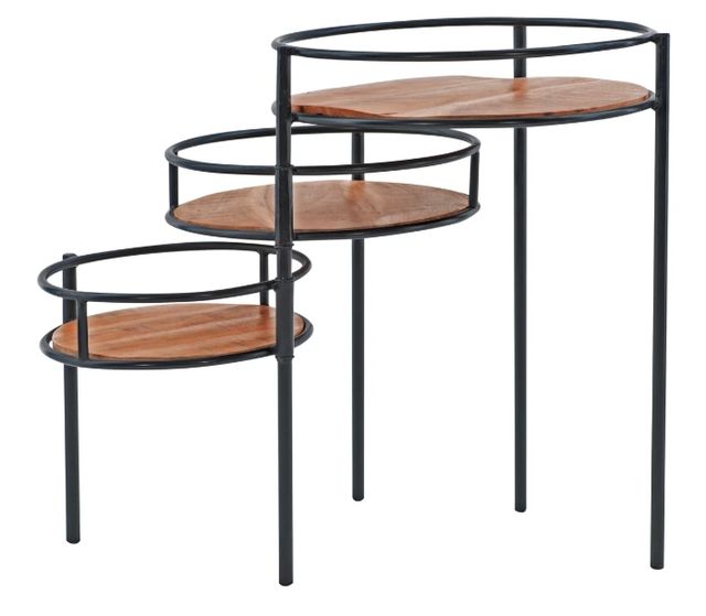 Powell® Denman Black/Natural 3-Tiered Plant Stand-0