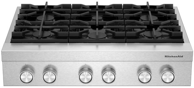 KitchenAid® 36” Stainless Steel Commercial-Style Gas Rangetop with 6 Burners-0
