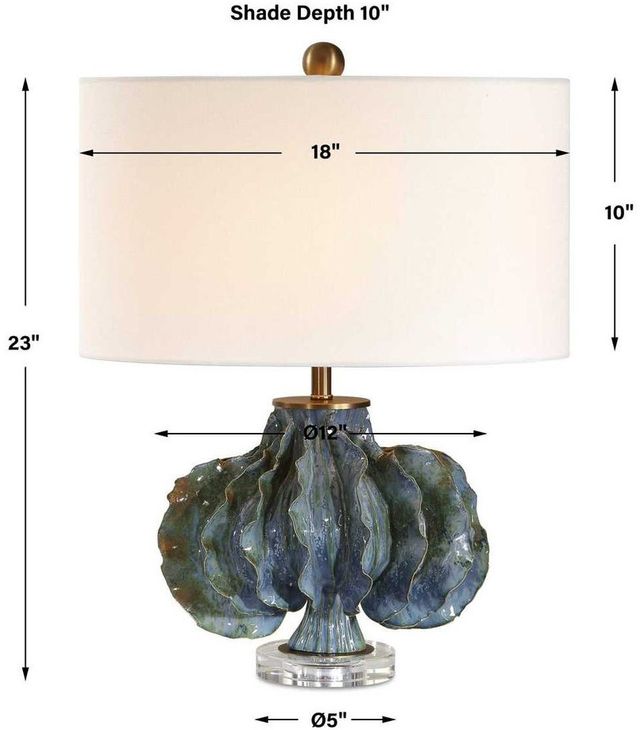Uttermost® Ruffle Up Blue Green Table Lamp-2