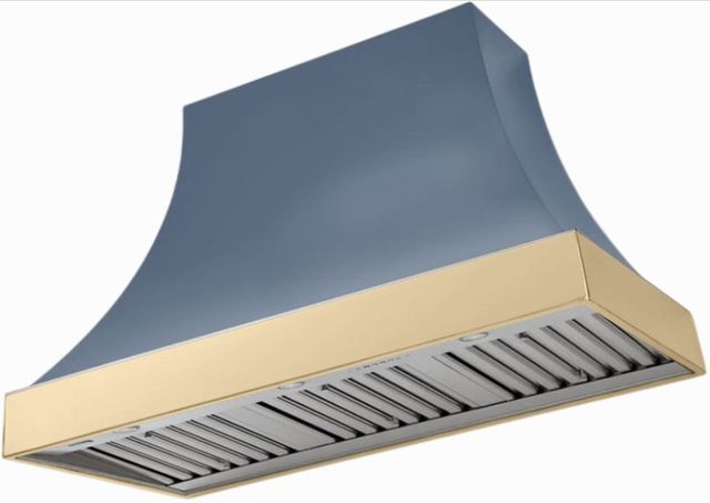AGA Cascade 48" Stone Blue Wall Mounted Range Hood  with Polished Brass Trim-0