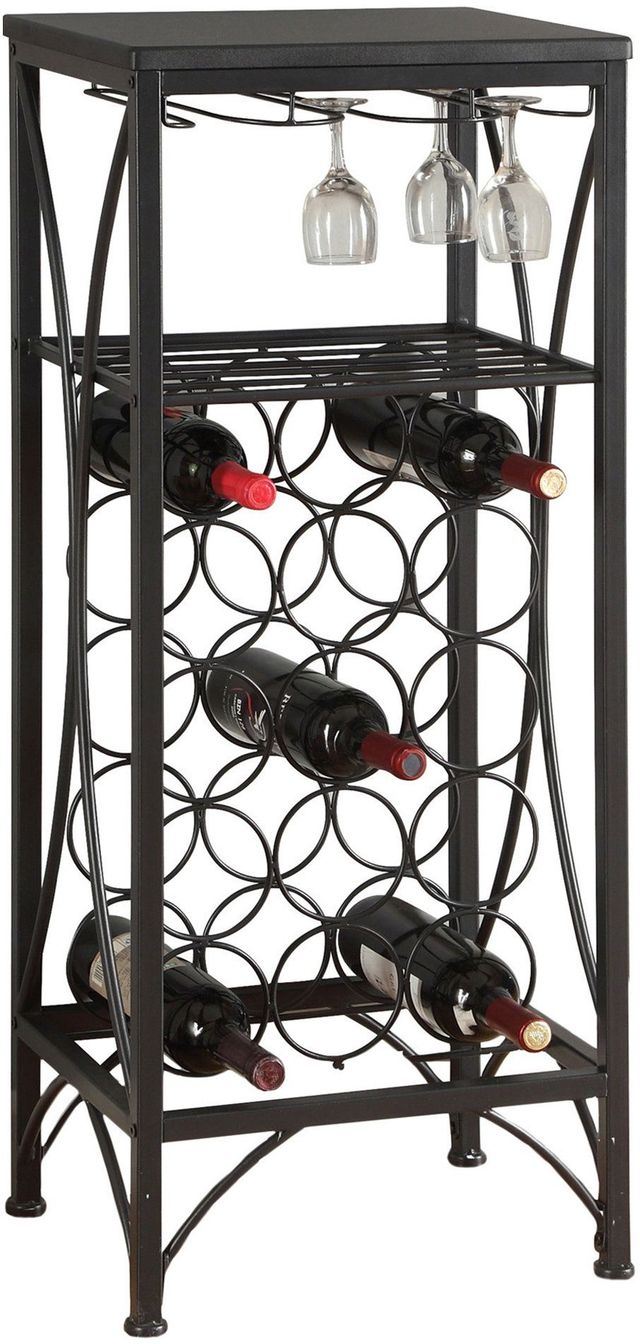 Monarch Specialties Inc. Black Metal 40" Wine Bottle and Glass Rack Home Bar-1