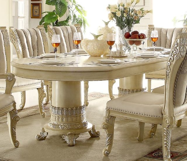 Homey Design Newberry II Ivory Dining Table-1