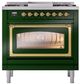 Ilve® Nostalgie II Noblesse 36'' Emerald Green Pro Style Dual Fuel Range with Brass Trim-1