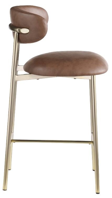 Meridian Furniture Lupita Brown/Brushed Gold Counter Stool-3