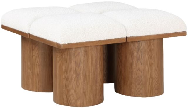 Meridian Furniture Pavilion 4-Piece Cream/Walnut 36" Modular Bench Set-0