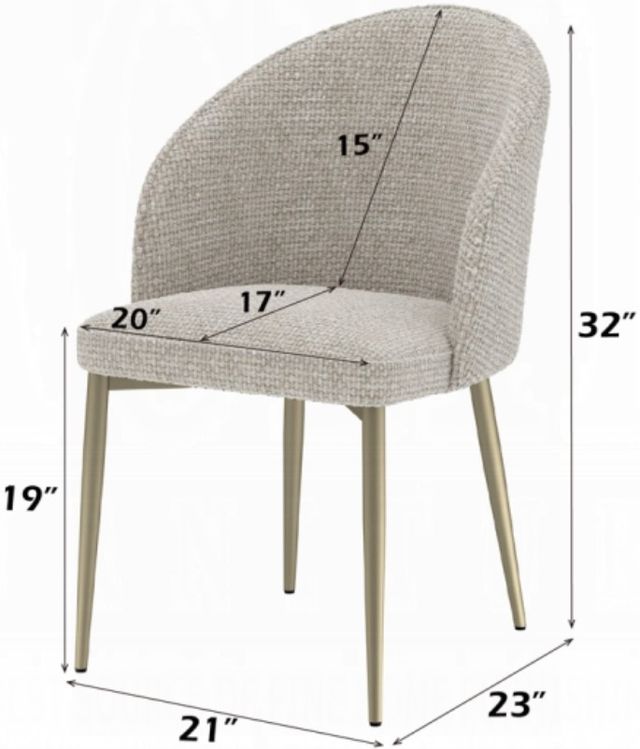 ACME Furniture Cora 2-Piece Champagne/Gray Upholstered Dining Side Chair Set-2