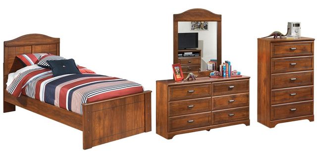 Signature Design by Ashley® Barchan 4-Piece Medium Brown Twin Youth Panel Bed Set-0
