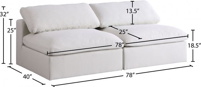 Meridian Furniture 2-Piece Serene Cream Modular Armless Sofa-2