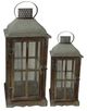 A & B Home 2-Piece Brown Wood Lantern Set-0