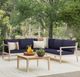 Linon Svana 4-Piece Navy/White Wash Fabric/Wood Outdoor Conversation Set-2