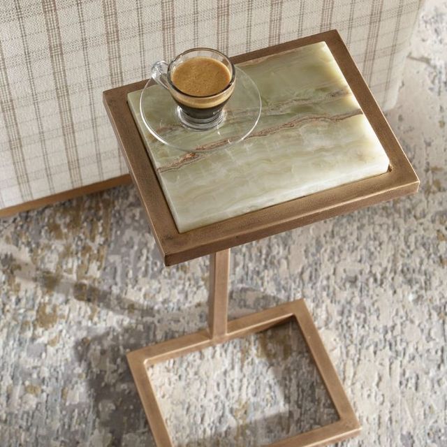 Uttermost® Gamora Antique Gold Marble Drink Table-3