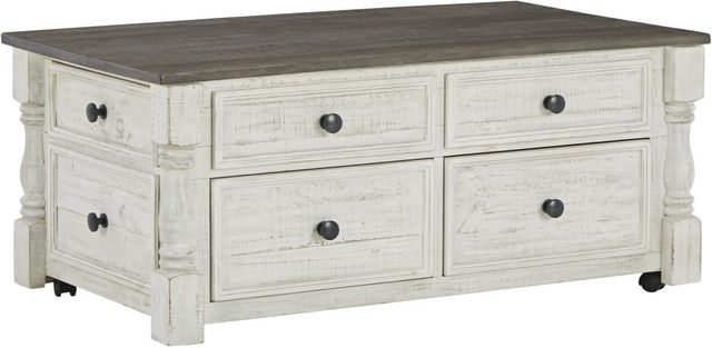 Signature Design by Ashley® Havalance Gray Lift-Top Coffee Table with Distressed Vintage White Base-0