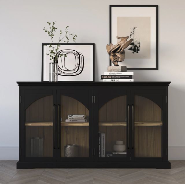 Jofran Inc. Archdale Black 4-Door Gothic Arch Accent Cabinet-1