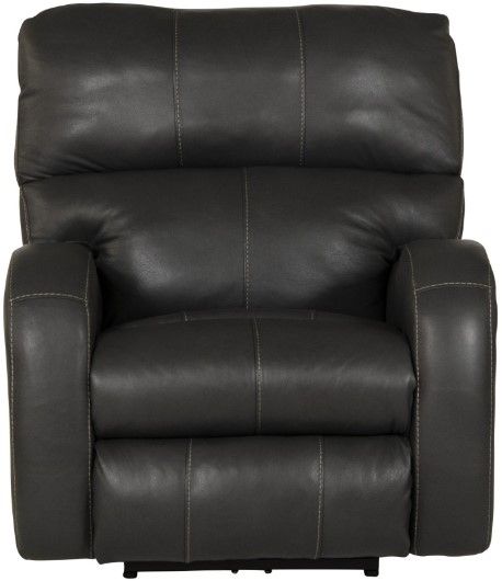 Catnapper® Angelo Gunmetal Leather Power Lay Flat Recliner with Power Adjustable Headrest-1