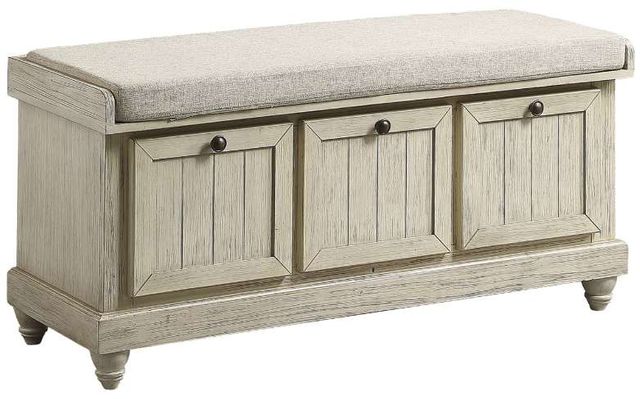 Homelegance® Woodwell Distressed White Lift Top Storage Bench-0