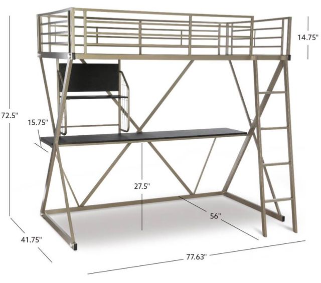 Powell® Henley Black/Pewter Twin Youth Loft Bed-2