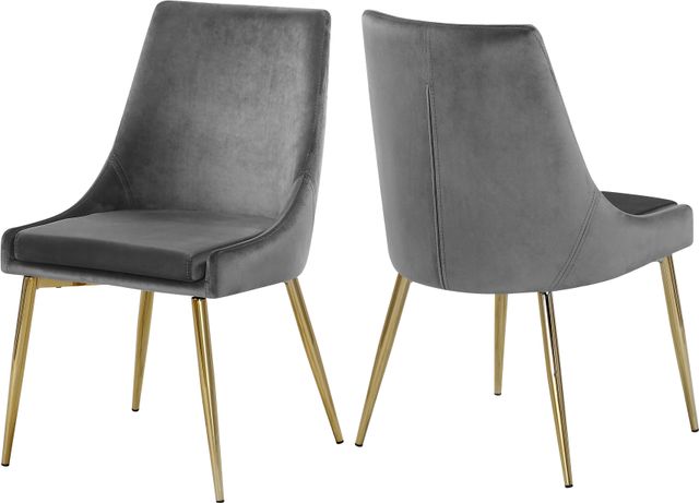 Meridian Furniture Karina Gray/Gold Velvet Dining Chair-3