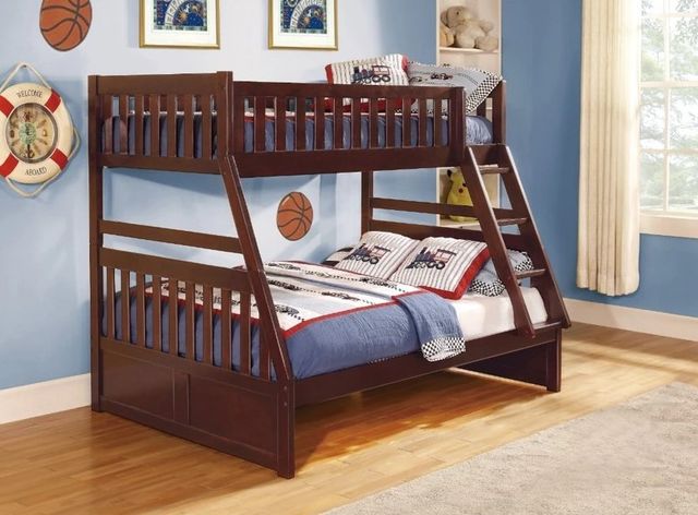 Homelegance® Rowe Dark Cherry Twin/Full Bunk Bed-1