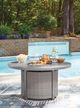 Signature Design by Ashley® Half Moon Beach Gray Wooden Outdoor Round Fire Pit Table-1