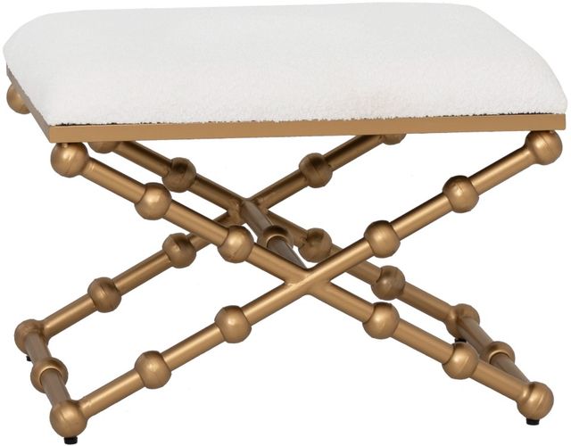 Linon Campaign Cream/Gold Accent Stool-0