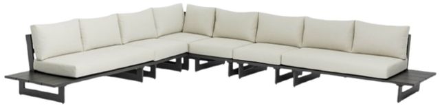 Meridian Furniture Maldives 3-Piece Cream/Dark Gray Aluminum/Fabric Outdoor Modular Sectional-0