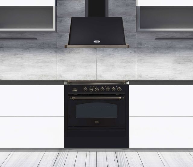 Ilve® Majestic II Series 36" Gloss Black Wall Mount Convertible Hood-3