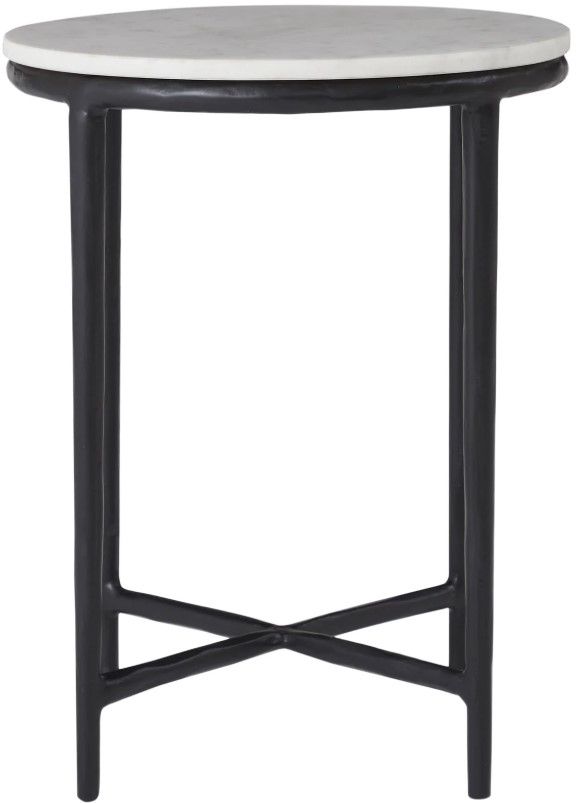 Renwil® Veroia White Accent Table with Matte Black Base-2