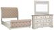 Liberty Furniture Abbey Park 3-Piece Antique White/Weathered Brown Queen Upholstered Sleigh Bedroom Set-0