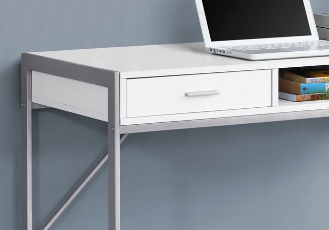 Monarch Specialties Inc. 48"L White and Silver Metal Computer Desk-3