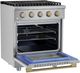Hauslane HausPro 30" Stainless Steel Pro-Style Dual Fuel Range with Satin Brass Knobs-4