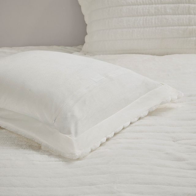 Olliix by Madison Park Amara Ivory Full/Queen Faux Fur Comforter Set-2