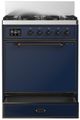 Ilve® Majestic III 30" Midnight Blue Pro Style Dual Fuel Natural Gas Range with Solid Door and Burnished Trim-2